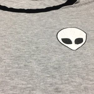 Grey “alien head” crop top size small